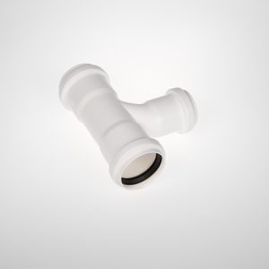 90 DEG PVC TEE 50 X 40MM 3 X RUBBER - WHITE