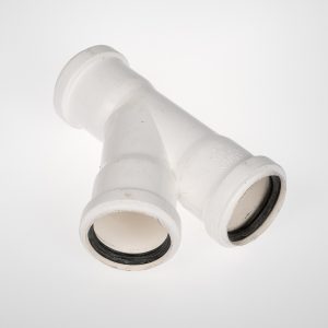 45 DEG PVC TEE 40MM 3 X RUBBER - WHITE